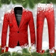 thumbnail image 1 of Men's Suit Christmas Printed and Trousers Casual Loose Trendy Comfortable Business and Foreign Trade Two Piece Set Polyester Elegant for Formal Occasions, 1 of 5