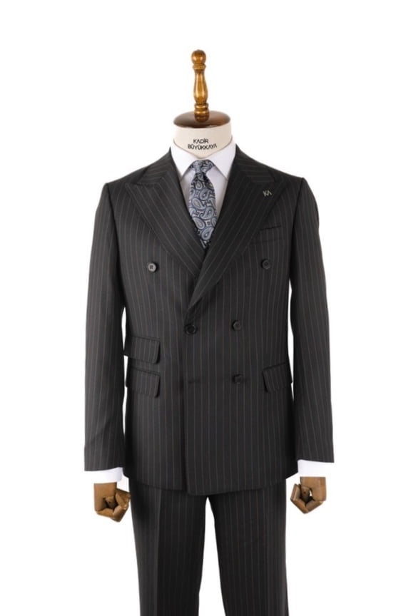 Men's Suit, Double Breasted Swallow Collar Woven Black Tuxedo