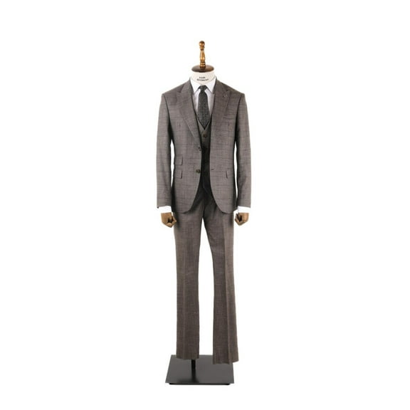 Men's Suit, Dovetail Collar Slim Fit Weaving Brown Tuxedo with Vest