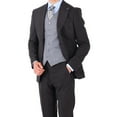 thumbnail image 1 of Men's Suit, Dovetail Collar Slim Fit Woven Black Classic Suit with Vest, 1 of 6
