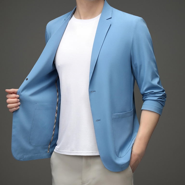 blue dress coat mens Navy Blue Textured Gold Metal Button Slim Fit Men's Blazer | Wessi – Wessi main image 0