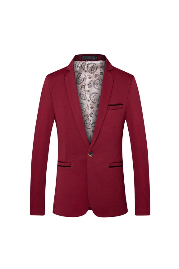 Men's Suit Jacket One Button Slim Fit Solid Coat Casual Blazer Lightweight Sport Coats Blazers With Lining & Pockets