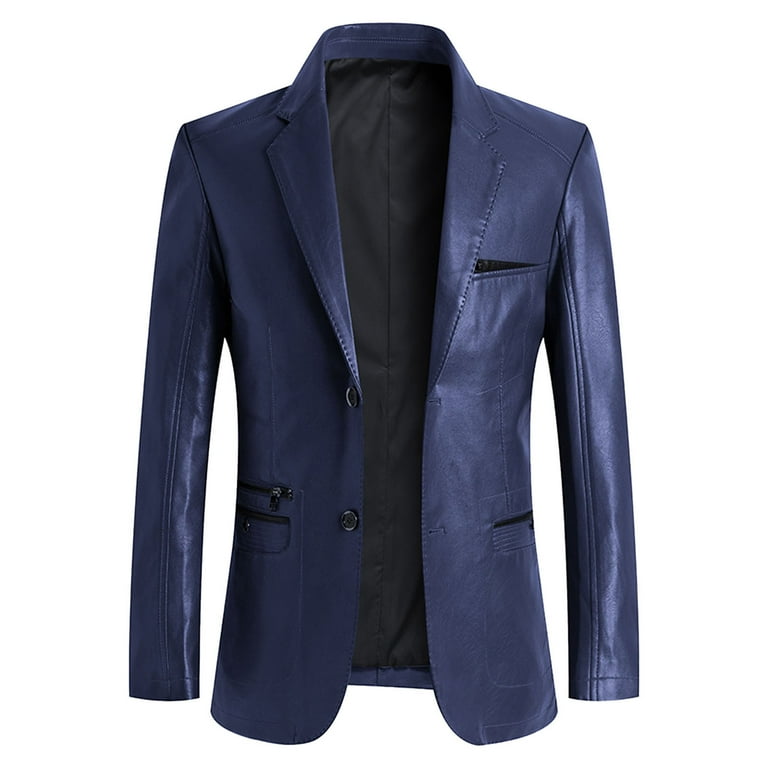 Men s Suit Jackets Leather Jacket Suit Fashion Trend Casual Suit Textured Leather Jacket Jacket
