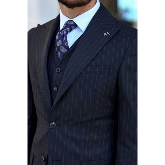 Men's Suit, Lycra Black Dovetail Collar Slim Fit Suit with Vest