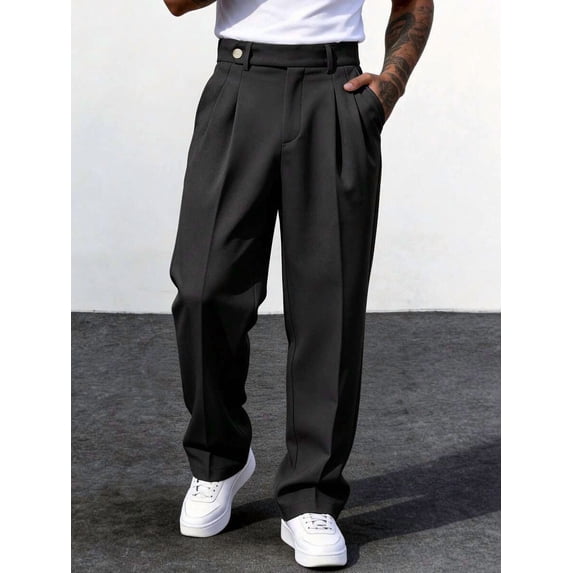 Men's Suit Pants Business Casual Versatile Trousers Waist Buckle Detail Formal Old Money Style Daily Wear