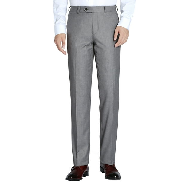Men's Suit Pants Regular Fit Solid Flat Front Wool Suit Separate Dress