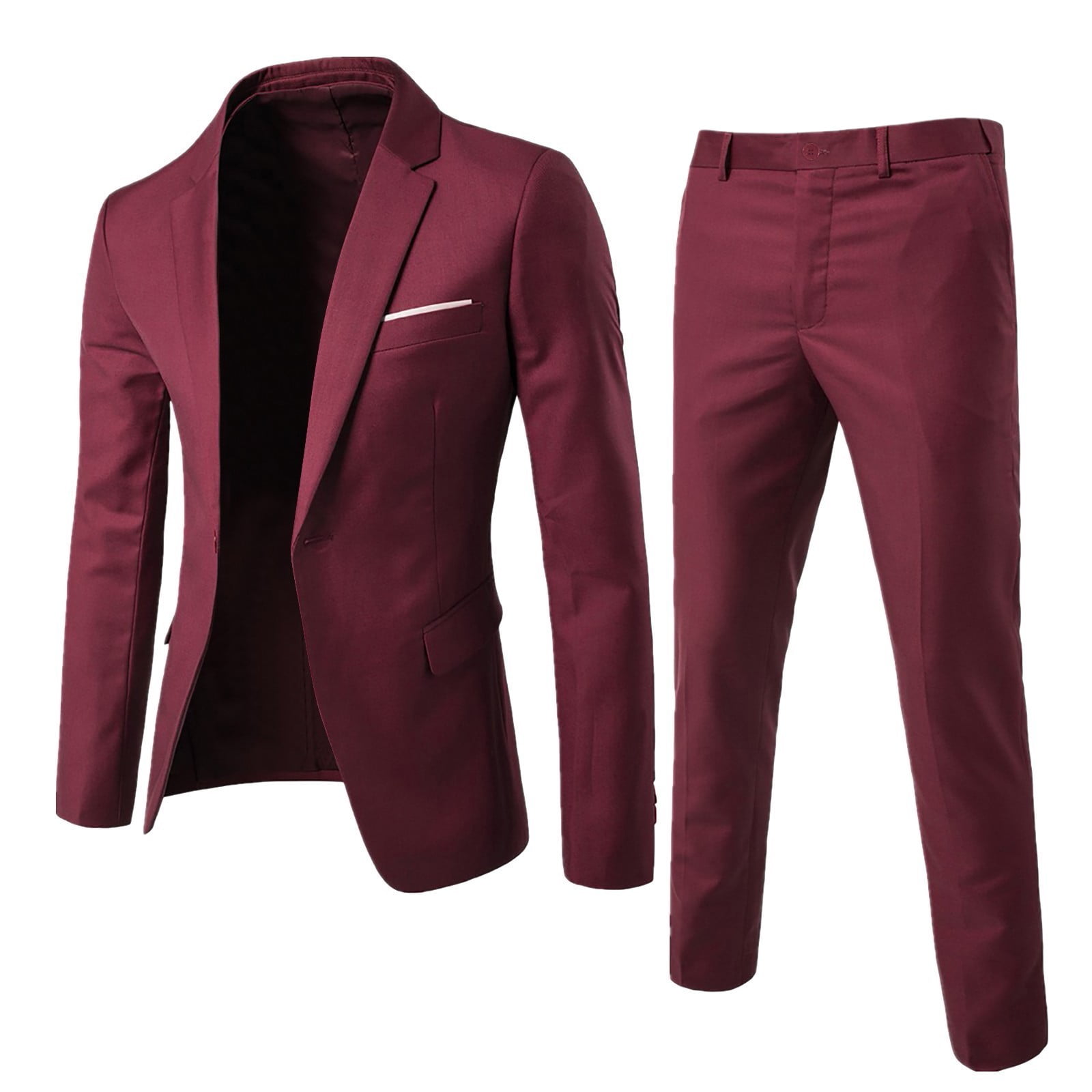 Men’s Suit Slim 2 Piece Suit Business Wedding Party Jacket Vest & Pants ...