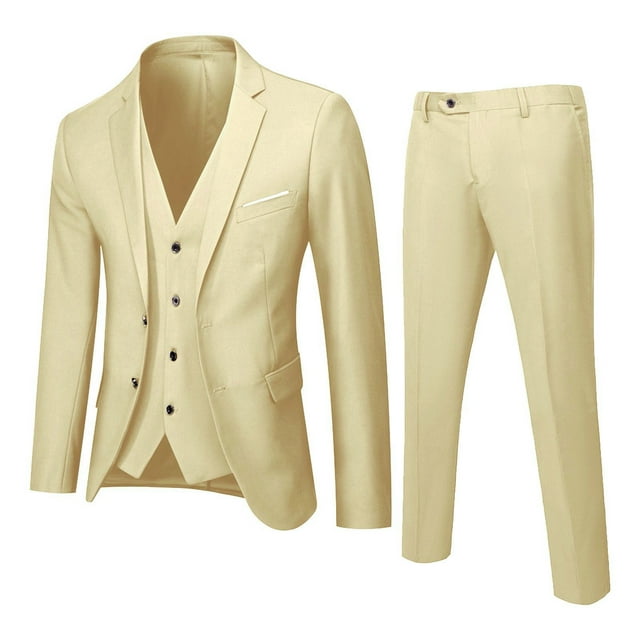 Men’s Suit Slim 3 Piece Suit Business Wedding Party Jacket Vest & Pants ...
