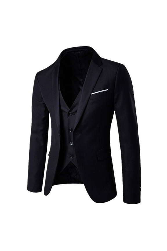 Men’s Suit Slim 3-Piece Suit with Jacket Vest and Pants - Business Wedding Party Attire for Formal Events, Celebrations, and Professional Occasions,Gray,S