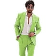 thumbnail image 1 of Men's Suit Slim Fit 2 Piece Suit Double Breasted Suit One Button Formal for Wedding Prom Suits Green 5XL, 1 of 7