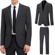 Mens Suit Slim Fit 2 Piece Suits for Men, Two Button Blazer Jacket Pants Set with Tie for Wedding Business Dinner