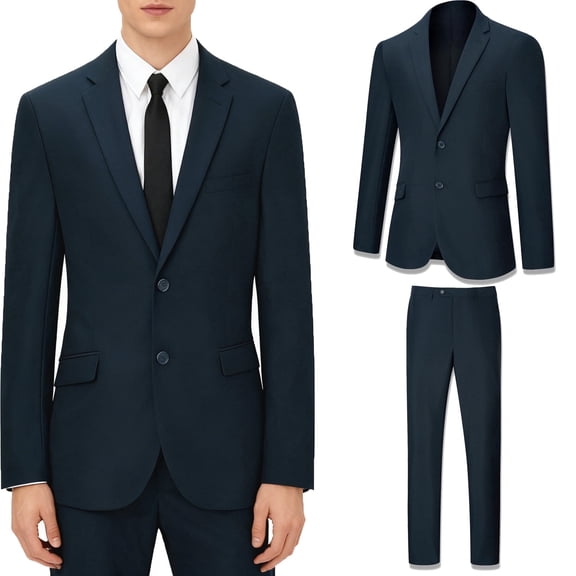 Men's Suit Slim Fit 2 Piece Suits for Men, Two Button Blazer Jacket Pants Set with Tie for Wedding Business Dinner