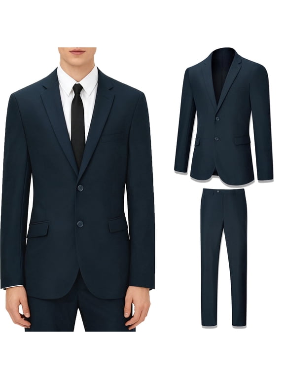 Men's Suit Slim Fit 2 Piece Suits for Men, Two Button Blazer Jacket Pants Set with Tie for Wedding Business Dinner