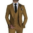 thumbnail image 1 of Men's Suit Slim Fit 3 Piece Suit Double Breasted Suit One Button Formal Wedding Prom Suits Brown M, 1 of 7