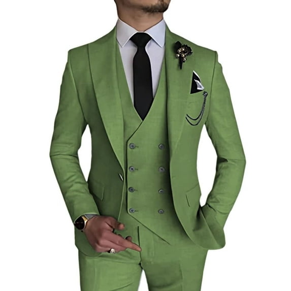 Men's Suit Slim Fit 3 Piece Suit Double Breasted Suit One Button Formal Wedding Prom Suits Dusty Sage M