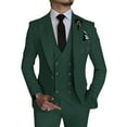 thumbnail image 1 of Men's Suit Slim Fit 3 Piece Suit Double Breasted Suit One Button Formal Wedding Prom Suits Hunt Green XXS, 1 of 7