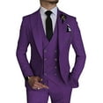 thumbnail image 1 of Men's Suit Slim Fit 3 Piece Suit Double Breasted Suit One Button Formal for Wedding Prom Suits Purple 5XL, 1 of 7