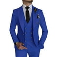 thumbnail image 1 of Men's Suit Slim Fit 3 Piece Suit Double Breasted Suit One Button Formal for Wedding Prom Suits Royal Blue 5XL, 1 of 7