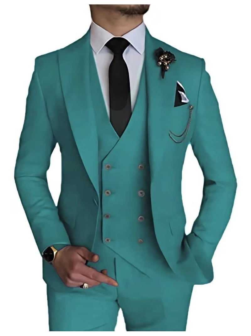 Men's Suit Slim Fit 3 Piece Suit Double Breasted Suit One Button