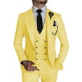 thumbnail image 1 of Men's Suit Slim Fit 3 Piece Suit Double Breasted Suit One Button Formal for Wedding Prom Suits Yellow 5XL, 1 of 7