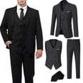 thumbnail image 1 of Men's Suit Slim Fit 3 Pieces Suit Set, Business Casual Suits for Men Two Button Soild Jacket Vest Pants Set with Tie, 1 of 6