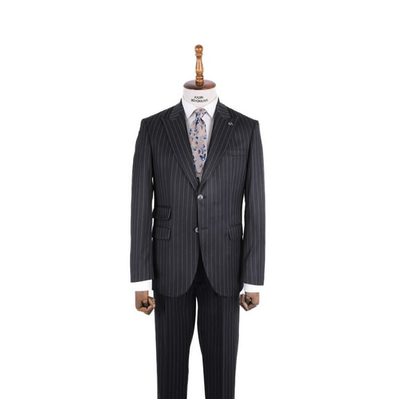 Men's Suit, Slim Fit Handmade Polyester Black Elegance Pleated Suit