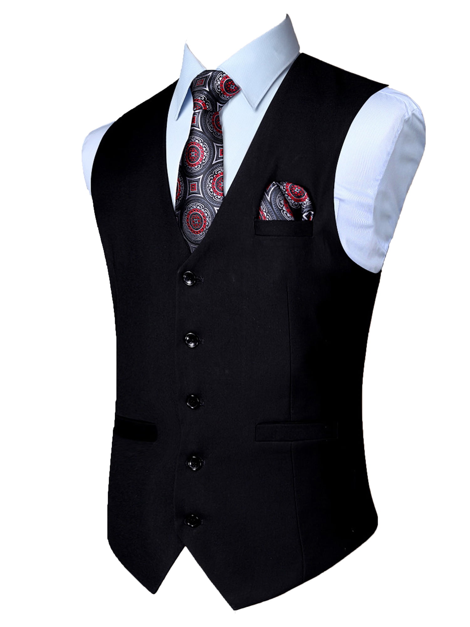 Sumtumn Men's Suit Vest, Black Formal Waistcoat with 3 Pockets, V-Neck, Slim Fit - Walmart.com Sumtumn Men's Suit Vest, Black Formal Waistcoat with 3 Pockets, V-Neck, Slim Fit - Walmart.com
