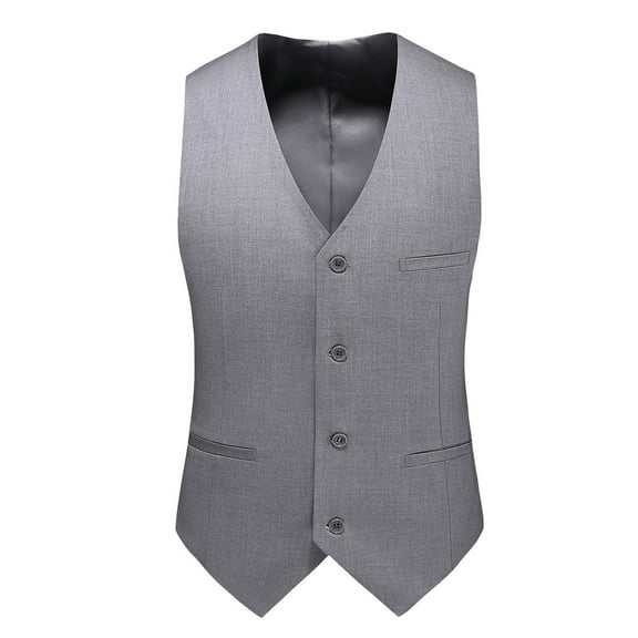 Men's Suit Vest Business Formal Dress Waistcoat with 3 Pockets Slim Fit Button V Neck Tuxedo Vests