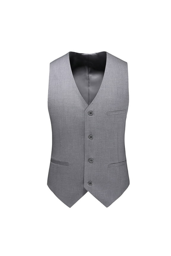Men's Suit Vest Business Formal Dress Waistcoat with 3 Pockets Slim Fit Button V Neck Tuxedo Vests