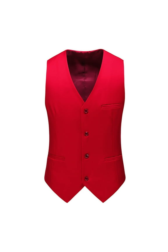 Men's Suit Vest Business Formal Dress Waistcoat with 3 Pockets Slim Fit Button V Neck Tuxedo Vests