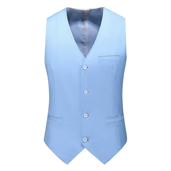Men's Suit Vest Business Formal Dress Waistcoat with 3 Pockets Slim Fit Button V Neck Tuxedo Vests