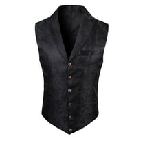 Men's Suit Vest Business Formal Print Button Down Collar Dress Waistcoat Vest for Suit or Tuxedo Wedding Work Party