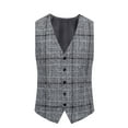 thumbnail image 1 of Men's Suit Vest Plaid Dress Vest Slim Fit Formal Business Waistcoat Tuxedo V-Neck Wool Blend Sleeveless Blazers, 1 of 5