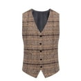 thumbnail image 1 of Men's Suit Vest Plaid Dress Vest Slim Fit Formal Business Waistcoat Tuxedo V-Neck Wool Blend Sleeveless Blazers, 1 of 5