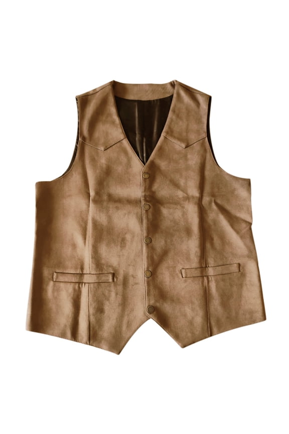 Men's Suit Vest V Neck Artificial Retro Regular Vest Cowboy Style Sleeveless Jacket