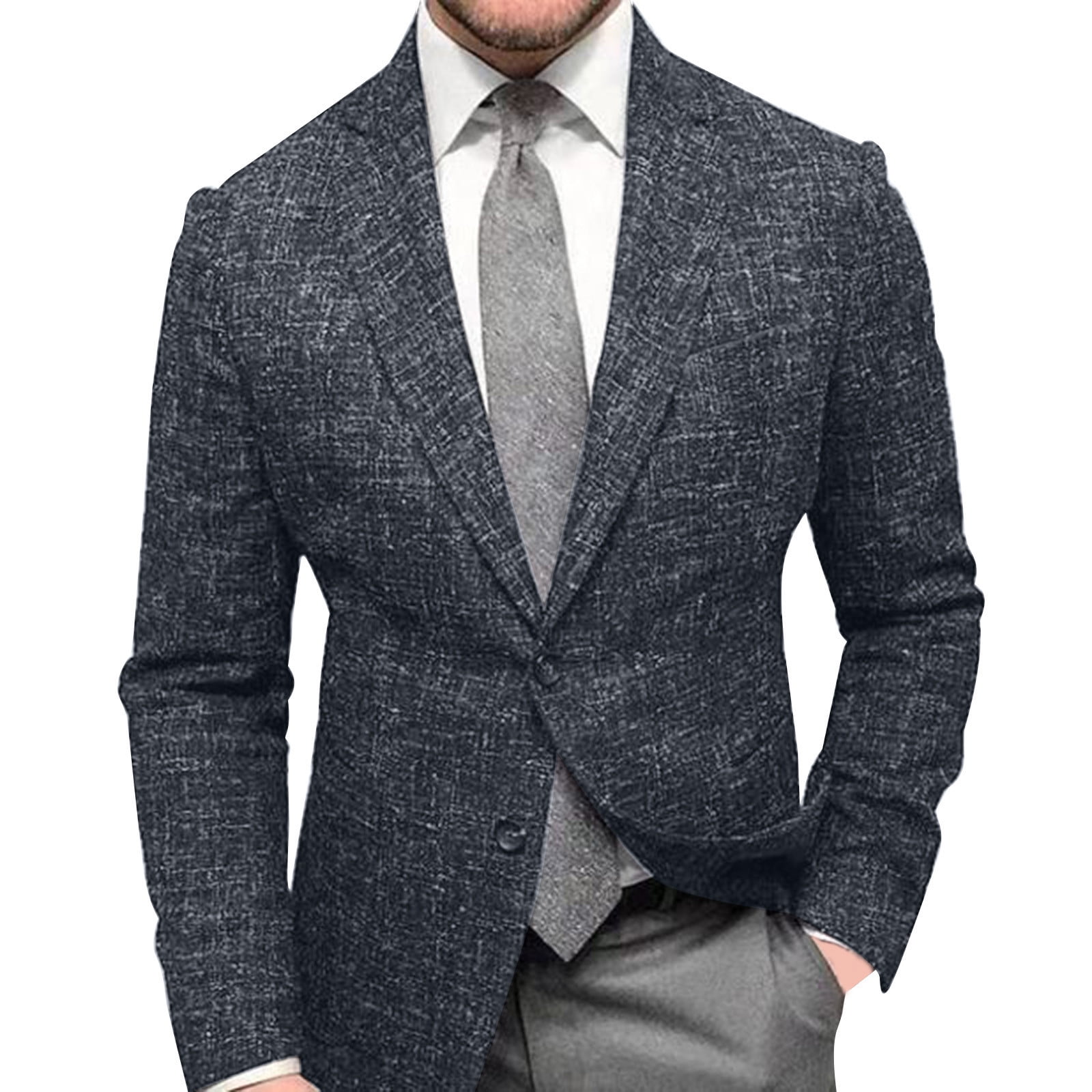 Men's Suits Autumn Winter Fashion Casual Slim Pocket Buckle Coat Suit ...