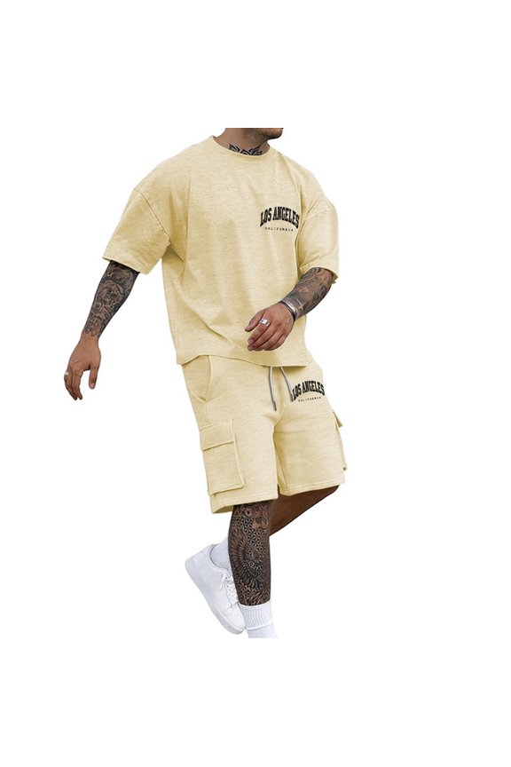 Men's Suits Casual Summer Lightweight Print And Pants Set For Daily Wear Comfortable Machine Washable