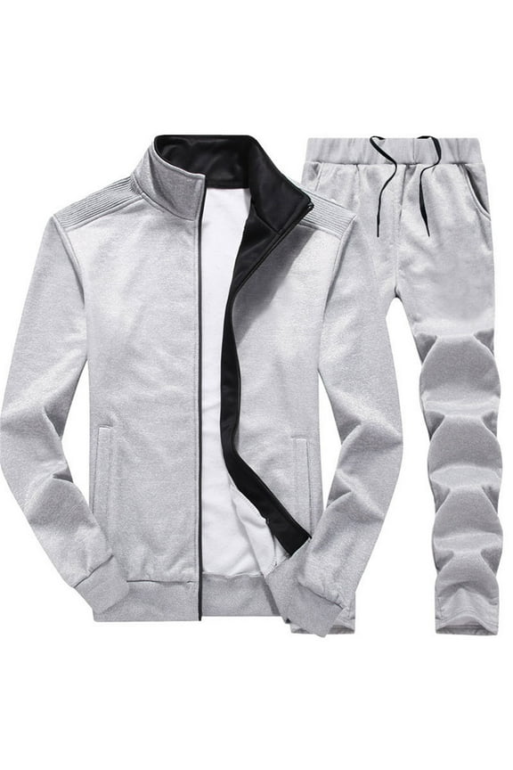 Men's Suits Casual Track Full Zip Running Jogging Sports Jacket and Pants Suits