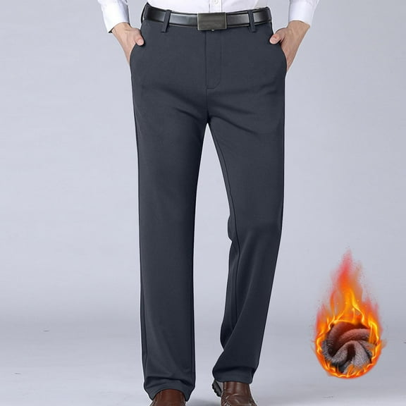 Men's Suits Separates Fit - Flat Front Pant & Formal Suit Jackets - Men Zipper Suit Ppants Straight Tube Business Affairs Solid Color Trousers