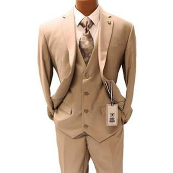Stacy Adams Tan Suit Men's Fashionable 3 Piece Suits Vest SM282-07