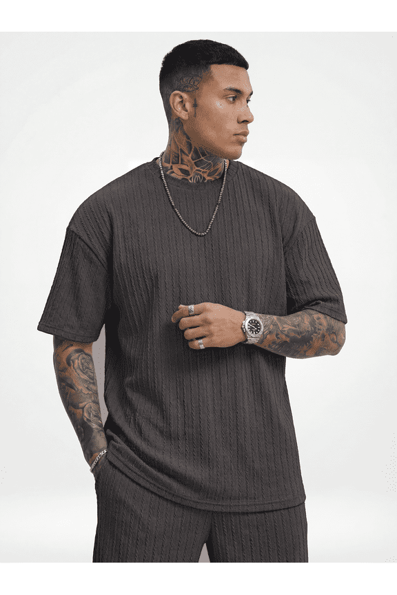 Men’s Summer 2 Piece Outfit, Short Sleeve T-Shirt and Drawstring Shorts Matching Set, Casual Vacation Beach Outfit