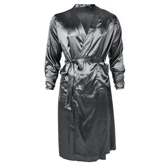 Men's Summer Bathrobe Solid Color Silk Pajamas Robe Kimono Soft Nightgown Bathrobes For Night Sleep Bathing Swimming Pool