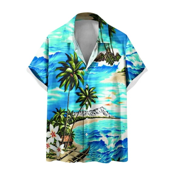 Men's Summer Big & Tall Casual Hawaiian Shirts Short Sleeve Lightweight Button Down Shirts Tropical Holiday Beach Shirts