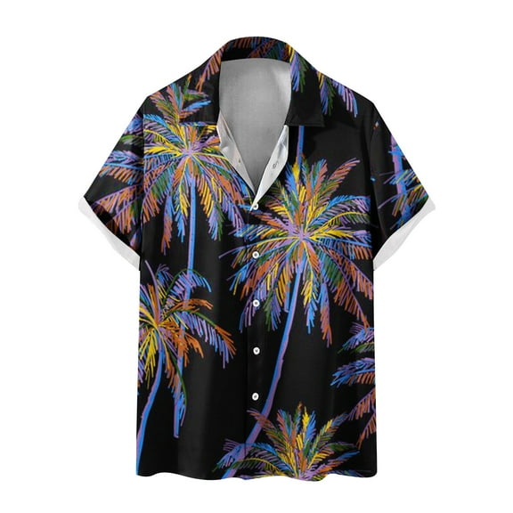 Men's Summer Big & Tall Casual Hawaiian Shirts Short Sleeve Lightweight Button Down Shirts Tropical Holiday Beach Shirts