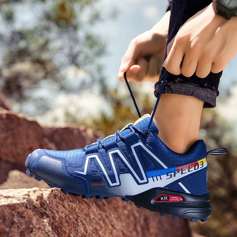 Men’s Summer Breathable Hiking Shoes Lightweight Non Slip Outdoor Sneakers Quick Dry Wear Resistant Walking Footwear for Trekking Camping Mountain Climbing Daily Casual Outdoor Activities