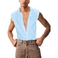 thumbnail image 1 of Men's Summer Button Up Tank Tops Collarless Casual Solid Color Sleeveless Shirts, 1 of 5