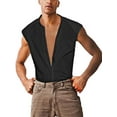 thumbnail image 1 of Men's Summer Button Up Tank Tops Collarless Casual Solid Color Sleeveless Shirts, 1 of 4