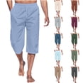 thumbnail image 1 of Men's Summer Capris Cargo Shorts with Pockets, Elastic Waist Drawstring Cargo Pants, Lightweight Quick Dry Breathable Cargo Pants for Hiking Outdoor | AESTIVO,Green M, 1 of 7