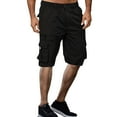 thumbnail image 1 of Men's Summer Cargo Shorts - Elastic Waist Zipper Pocket, Polyester-Cotton Blend, Cropped Length, Multi-Size (M-XXXL), 1 of 6