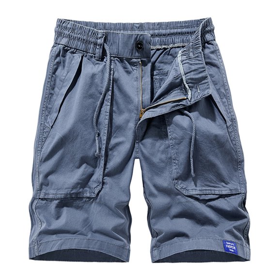 Men's Summer Cargo Shorts Stylish Solid Casual Athletic Work Short Relaxed Fit Outdoor Shorts with Large Pockets